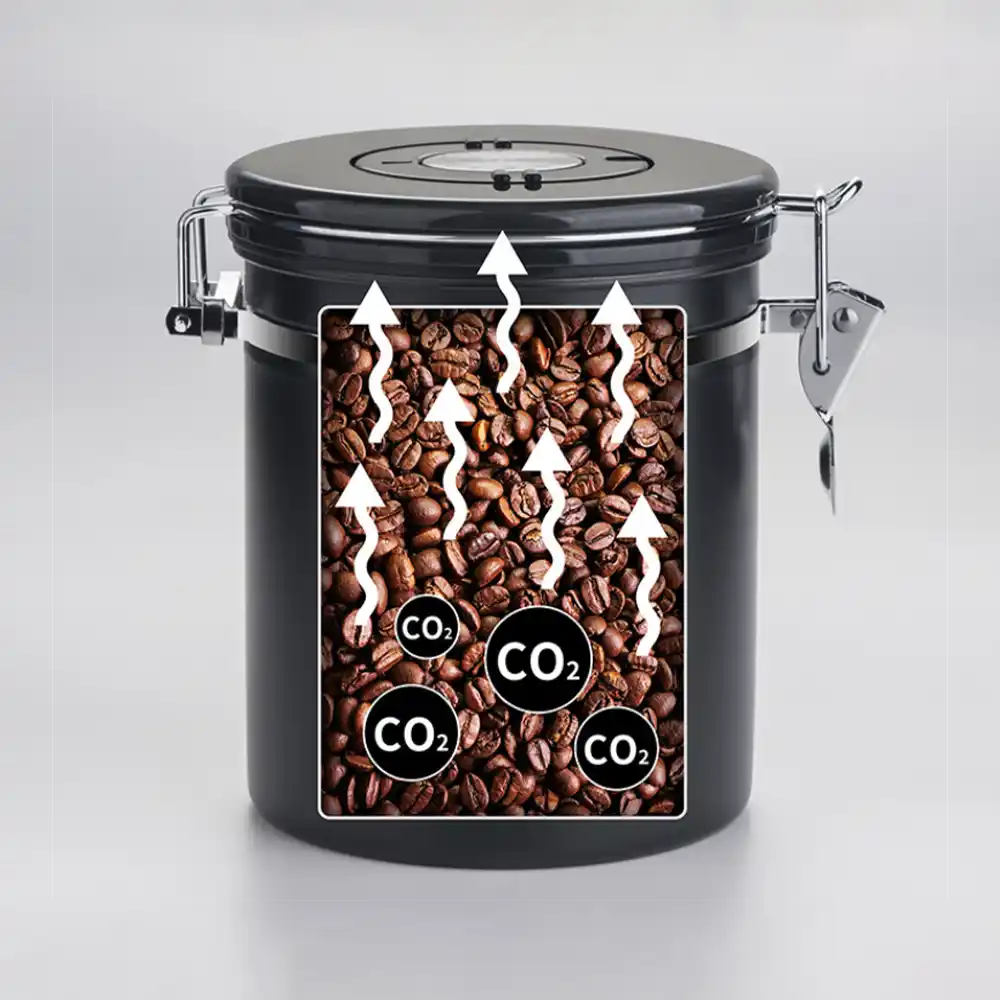 حافظة قهوة ستانلس ستيل 16oz أسود وخشب مع ملعقة - الصورة 5